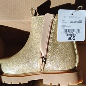 Gold Glitter Kids Boots